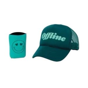 Ulta Beauty Offline Trucker Hat & Can Cooler Koozie Green Teal 2-Piece Set 2025
